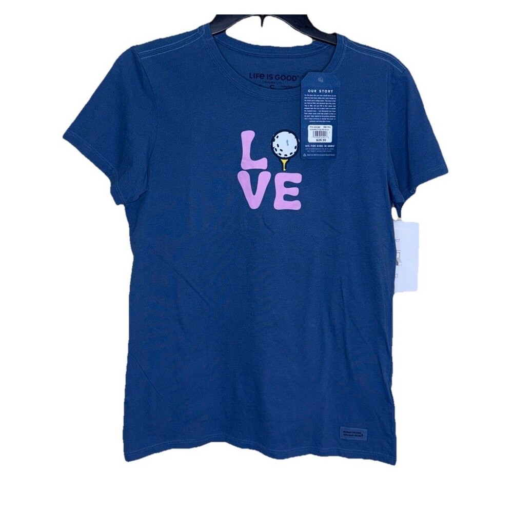 Life Is Good Womens Size small Golf Short Sleeve Vintage Blue Crusher Tee New